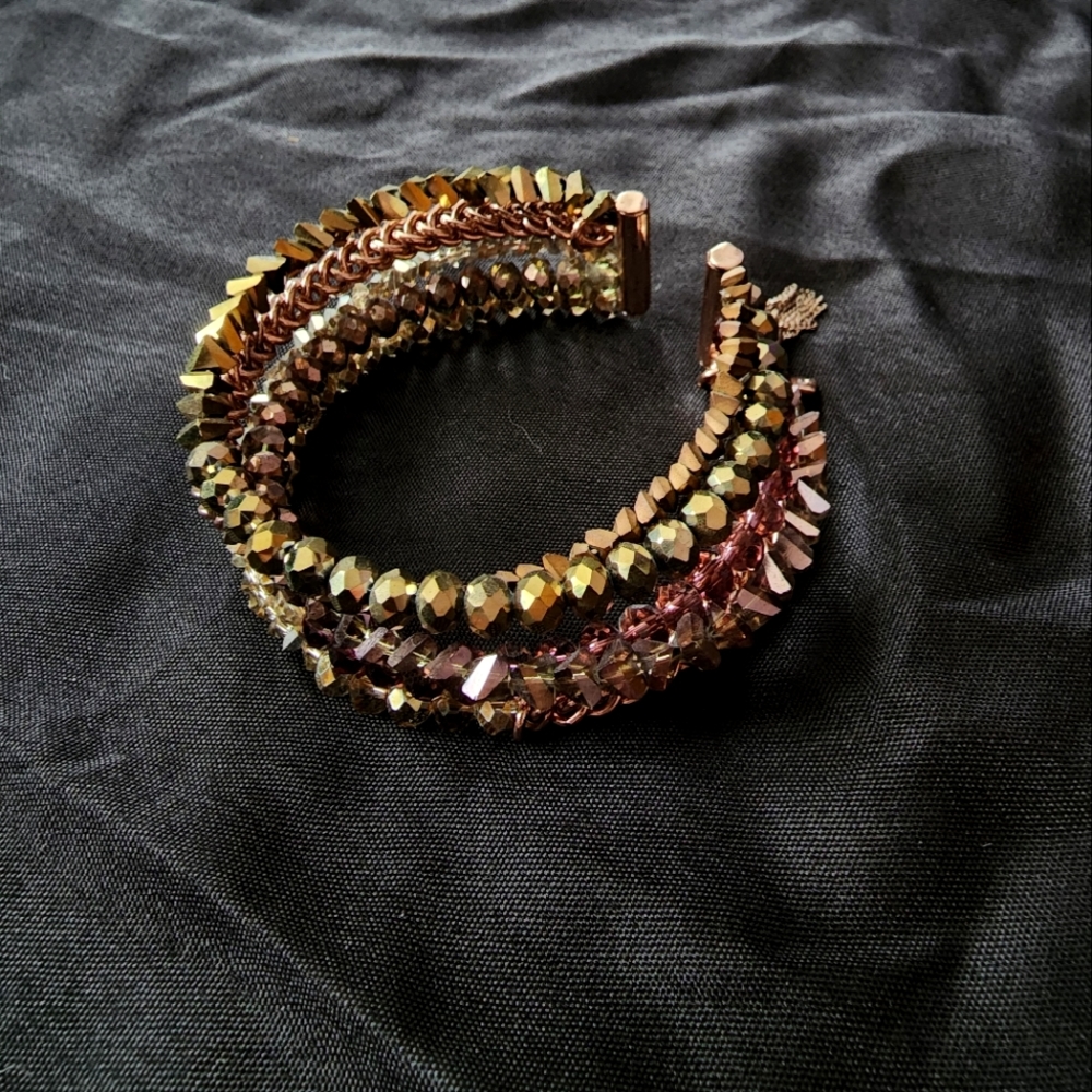Gold brown cuff bracelet